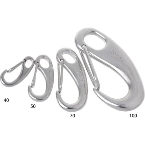 Boat Marine Stainless Steel Egg Shape Spring Snap Hook Clip Quick Link Carabiner