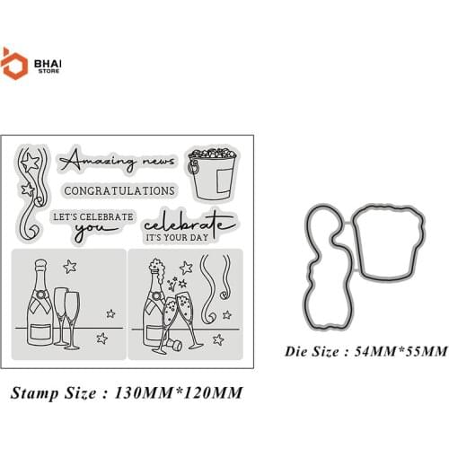 Champagne Glass Metal Cutting Dies and Stamps for DIY Scrapbooking Photo Album Decorative Embossing DIY Paper Cards Dies