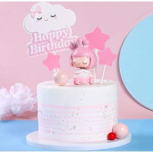 Cute Cloud Cake Topper Decoration Baby Happy Birthday Childrens Day Party Valentine Supplies Lovely Gifts
