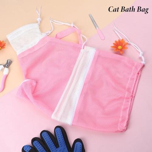 Bag Cat Bathing Bag Set Pet Cleaning Shower Tools Adjustable Cat Grooming Shower Towel Nail Clippers File Tick Gloves Net