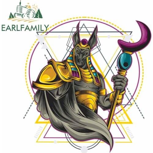 EARLFAMILY 13cm x 12cm For Anubis Windshield Car Stickers Waterproof Decal Scratch-Proof Decals Sunscreen Suitable for VAN RV
