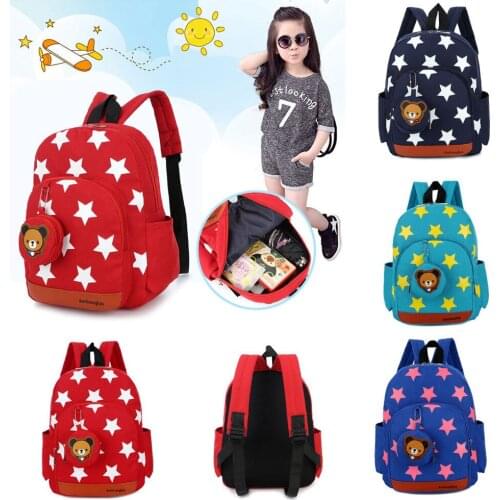 Stars Printing Nylon Children Backpacks Kids Kindergarten School Bags Backpacks Baby Boys Girls Nursery Toddler Cute Rucksack