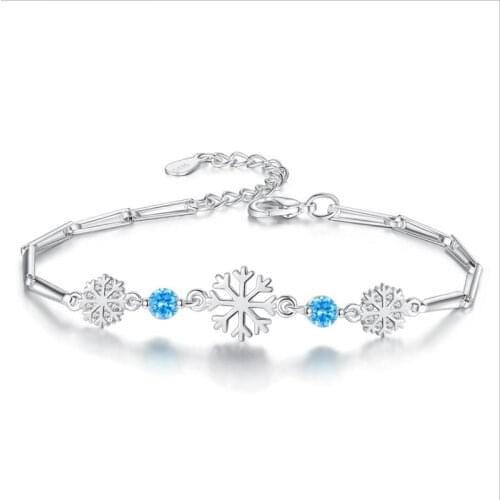 New Collection 925 Sterling Silver Winter Snowflake Women Bracelets Chain Link Bracelet Sterling Silver Jewelry BSB001
