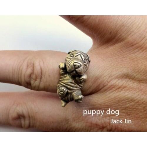 Wholesale New Trendy Retro Shar Pei Rings Gold Silver Color Animal Promise Rings For Women Girl World Of Warcraft Aros Overwatch