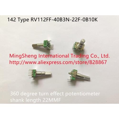 Original new 100% import 142 TYPE RV112FF-40B3N-22F-0B10K 360 degree turn effect potentiometer shank length 22MMF SWITCH