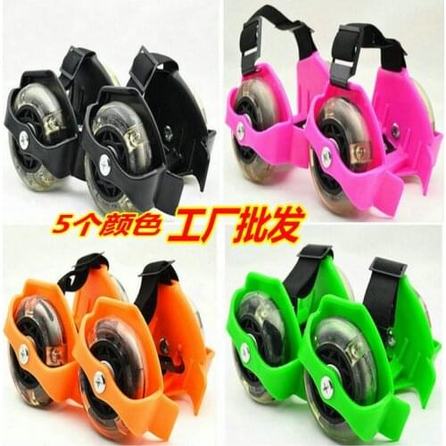 Roller skates ordinary/color wheels two/four wheels children adult walking shoe wheels flash wheels adjustable within 40 yards