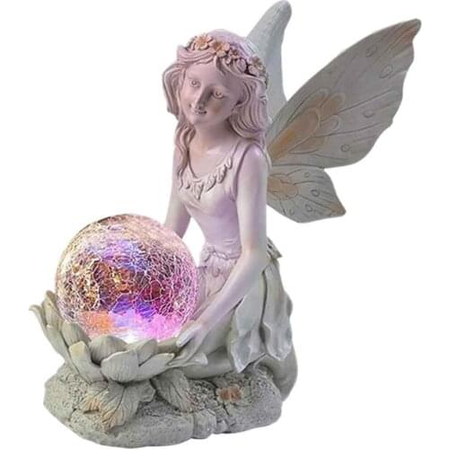 Garden Solar Light Flower Fairy Solar Light Decoration Resin Angel Character Sculpture Outdoor Villa Garden Decoration