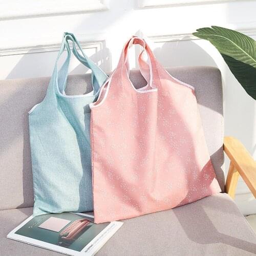 New Material Printed Snap-on Folding Shopping Bag Supermarket Large-capacity One-shoulder Environmentally Friendly Tote Bag