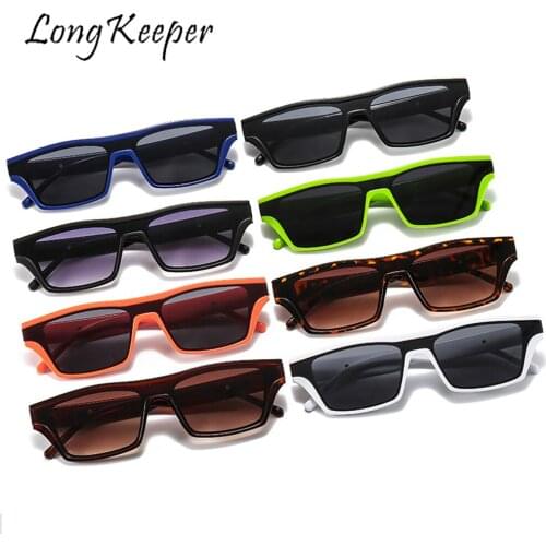 LongKeeper Steampunk Rectangle Sunglasses Women Men Flat Top Sunglasses Vintage Ladies Leopard Cat Eye Glasses Gafas De Sol UV