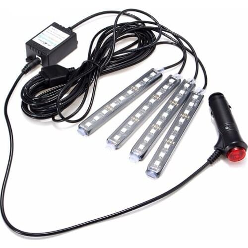 LED Car Foot Light Ambient Lamp With USB Wireless Remote Music Control Multiple Modes Automotive Interior Decorative Lights