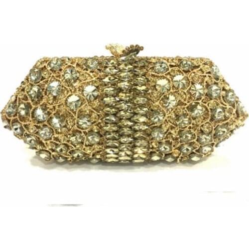 Socialite Metal Hard Case Ladies Clear Crystal Clutch Bags Evening Bags Women Hollow Out Wedding Party Prom Handbag Purse