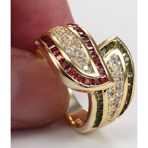 Retro Geometric Finger Ring Party Accessories Multicolor Cubic Zirconia Female Jewelry Rings for Women