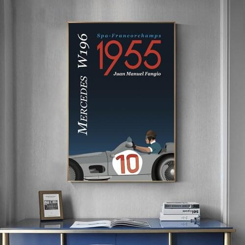 W196 1955 Car Poster On Canvas Painting Print Nordic Poster Wall Art Picture For Living Noom Home Decoration Frameless
