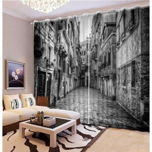 Photo Customize size City retro photo landscape scenery personality style alley photo print 3d curtain Garden Door curtain