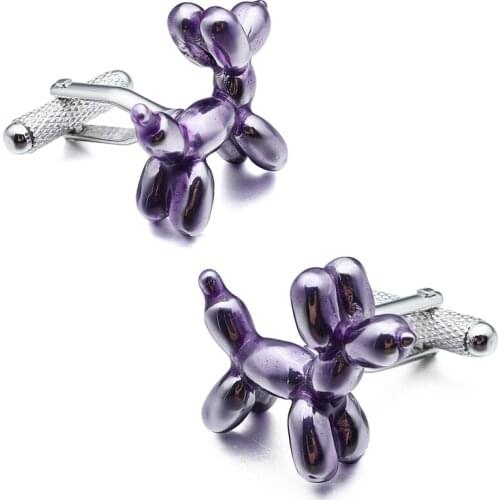 HAWSON Animal Cufflinks Cute Balloon Dog Shaped with Purple Enamel Cuff Links for Men Wedding Suits Cuff Buttons Best Gifts