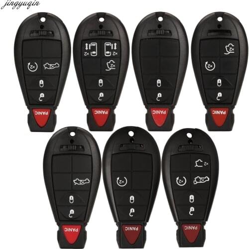 Jingyuqin 10pcs Remote Car Key Case Shell For Jeep Cherokee Grand Chrysler 300 Country Town Dodge Challenger Journey Charger