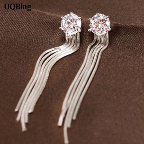 New Design Crystal Stud Earrings 925 Sterling Silver Tassel Earrings For Women Free Shipping Brincos