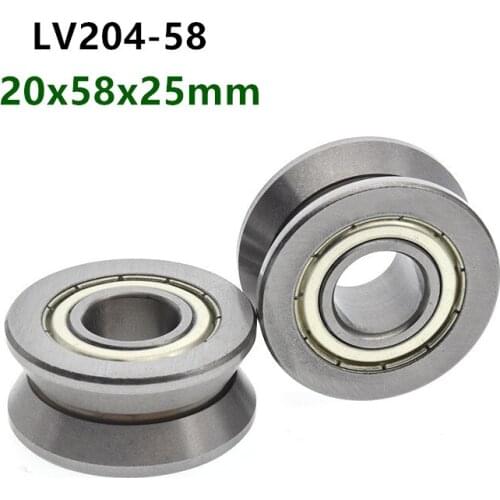 10pcs LV204-58 ZZ 20x58x25mm V groove pulley roller ball bearing Traces walking guide rail bearings 20mm * 58mm * 25mm