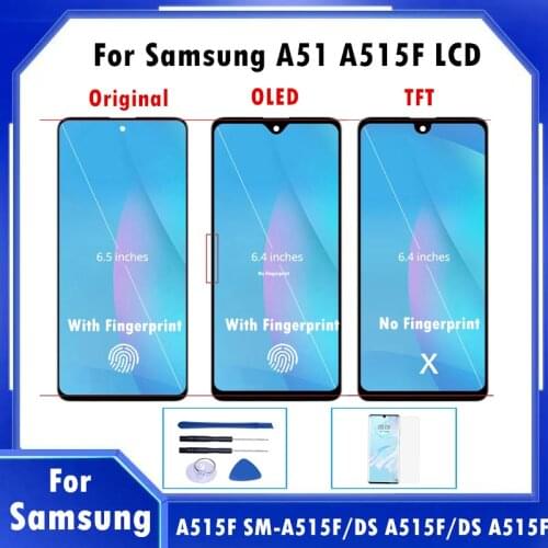100% Tested AMOLED Original Complete LCD For Samsung Galaxy A51 A515 A515F A515FD/S Touch Screen Digitizer LCD Assembly Display