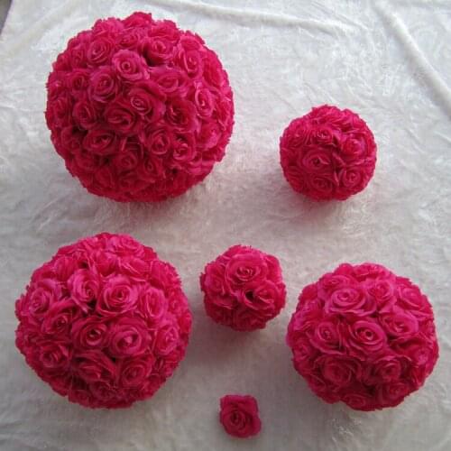 12pcs EMS Free shipping 30cm Fuchsia kissing ball artificial silk amaranth rose flower ball wedding decoration Wedding supply