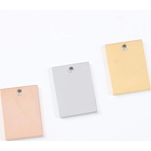 20pcs/Lot Mirror Polish Stainless Steel Rectangle Blank Bar Charms Pendants For DIY Making Necklace Keychain 12*17mm