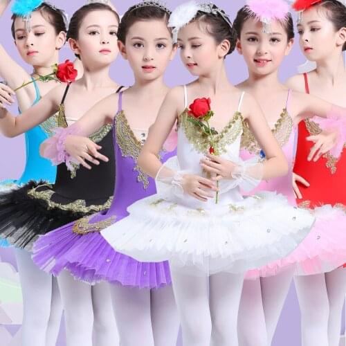2019 Professional Ballet Tutu Pancake Children White Swan Lake Ballet Costume Kids Dance Girls Feather Ballerine Tutu Skirts