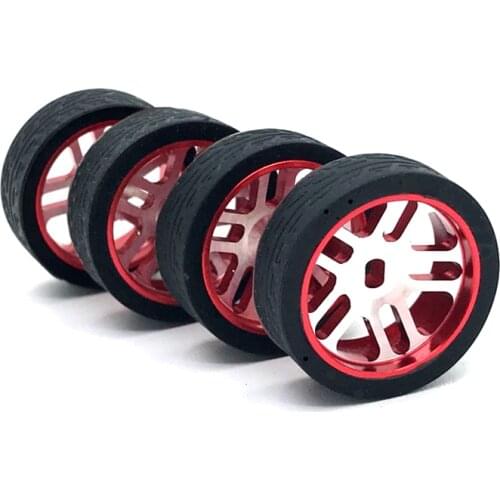 4Pcs 1:28 Metal RC Car Wheel Hub Tires Narrow Tire Rims For 1/28 Wltoys iw04m awd iw02 rm02 rm03 dgawd mini-z RC Car Parts