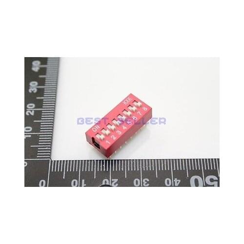 40pcs Dip Switch 8 Positions Silver Plated Contacts 2.54mm Pitch Through Hole YB