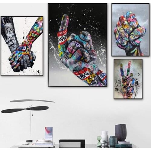 Lover Hands Street Abstract Graffiti Art Canvas Painting on The Wall Posters and Prints for Living Room Home Decoration Unframed