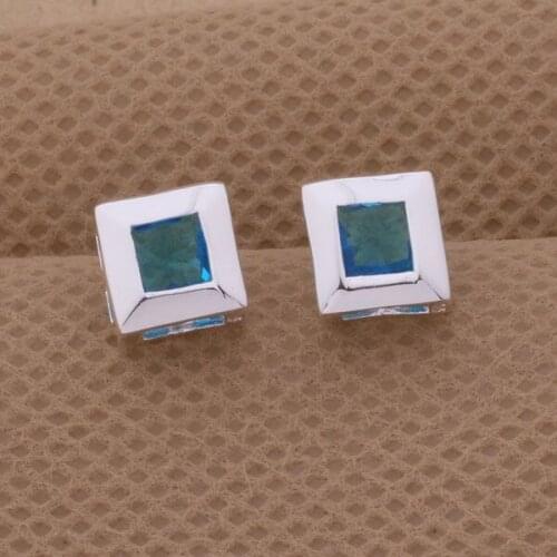 AE276 Pretty Silver Plated Free Shipping Earrings , 925-sterling-silver Fashion Charms Jewelry Quadrate Earring /aqdajhka