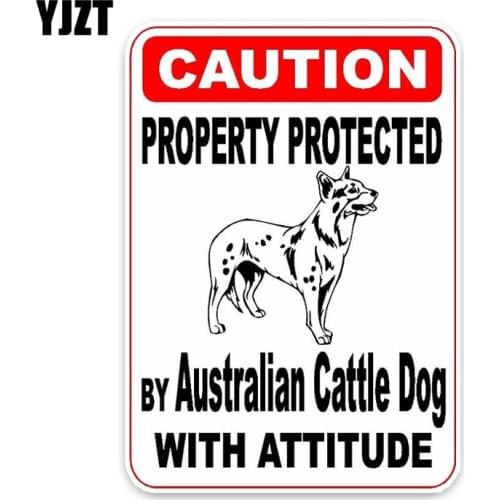 YJZT 15*11.4CM Property Protected By Australian Cattle Dog Car Decoration Bumper Car Sticker C1-4685