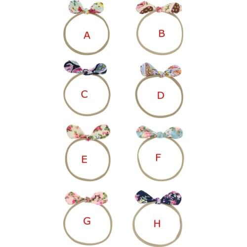 Yundfly 8pcs Bohemian Newborn Chiffon Bow Head Band Hair Accessories Elastic Rabbit Ears Knot Hairband Nylon Headband Gift