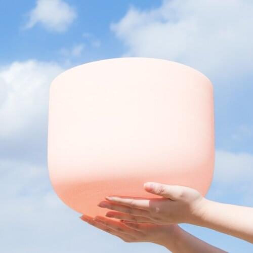 8" Light Orange Color D Note Frosted Quartz Crystal Singing Bowl Meditation Yoga Musical Meditation Instruments