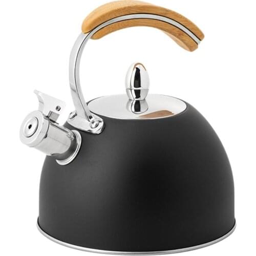 3L Stainless Steel Teakettle Whistling Sounding Kettle Thickening Heating Water Pot Wood Handle For Induction Cooker Gas Stove
