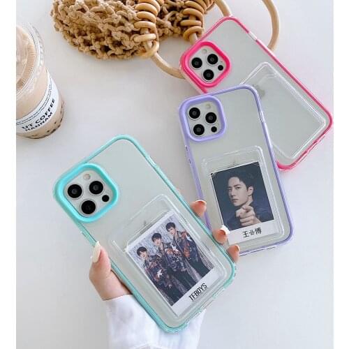 Candy Color 360 Protection Card Slot Holder Case For iPhone 12 11 Pro XR X Xs Max Mini 8 7 Plus Shockproof Dual Layer Soft Cover