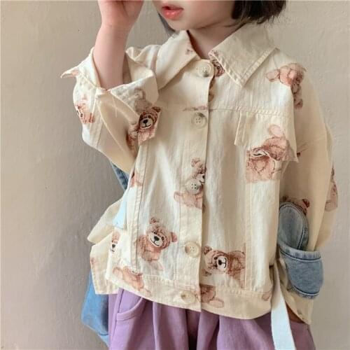 BOBOTCNUNU Kids Jacket Coat Long Sleeve Cartoon Bear Clothes Spring Autumn Turn-down Collar Fashion Jackets