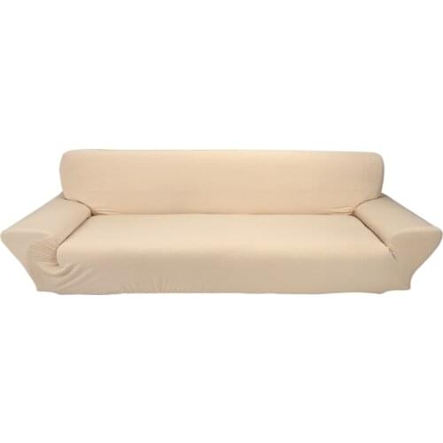 Stretch Modern Elastic Slipcover Sofa Corner Couch Covers Form Fit Solid Color Furniture Protector Beige for Living Room