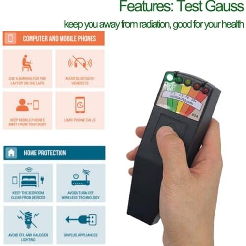 KII K2 Electromagnetic Field EMF Gauss Meter Ghost Hunting Detector Portable EMF Magnetic Field Detector 5 LED Gauss Meter
