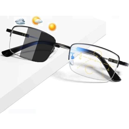 Photochromic Reading Glasses Men Women Progressive Multifocal Titanium Frame Presbyopic Glasses Anti Blue Light Flexible