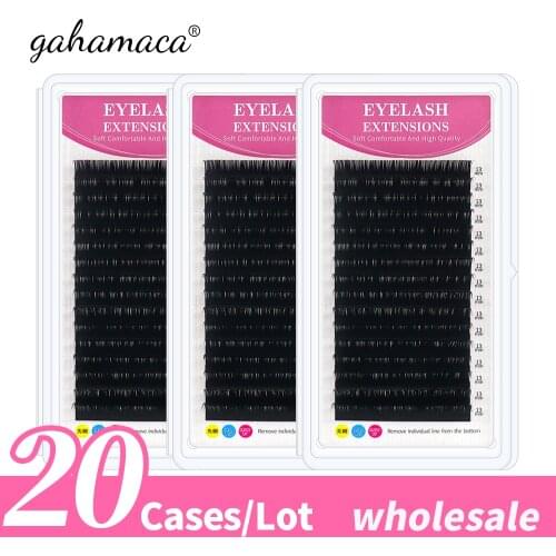 GAHAMACA wholesale high quality eyelash extensions 20 tray fake mink single eyelash size single eyelash soft natural eyelash