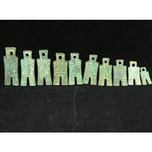 Chinese ancient a string 10 different bronze coins Collection crafts