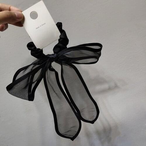 Korea Hair Tie Hairpin Hair Accessories Dongdaemun Black Mesh Ribbon Hair Tie Super Fairy French Back Head Retro Bow Spring Clip