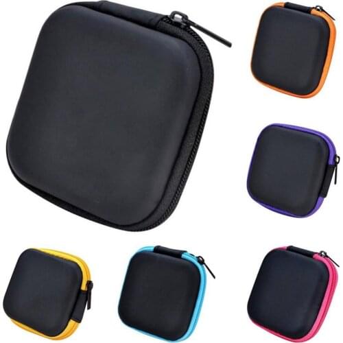 Square Mini Universal Zipper Earphone Cable Data Cord Storage Bag Case Pouch
