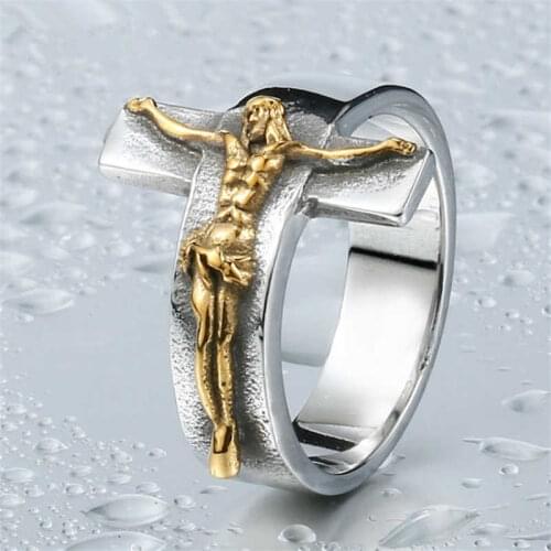 Mans ring God Jesus Cross Ring mans ring Fashion Religious Jesus Jewelry God Cross Crucifixion For Lord Ring