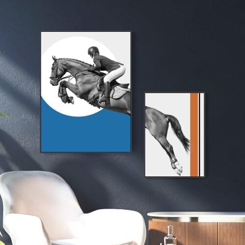 Equestrian sports Running Horse Wall Posters Modern Style Canvas Painting and Art Pictures for Living Room Home Aisle Decoration