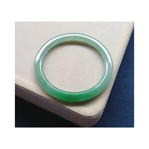 Natural Burmese Jadeite Light Green Thin 54-62mm Bracelet Elegant Princess Jewelry Gift for Mother to Girlfriend