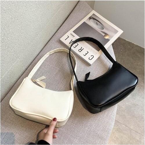 New Pu Leather Soft Shoulder Bag Women Black 2021 Handbags Luxury Designer Small Vintage Hobo Women Zipper Shoulder Bags Fashion