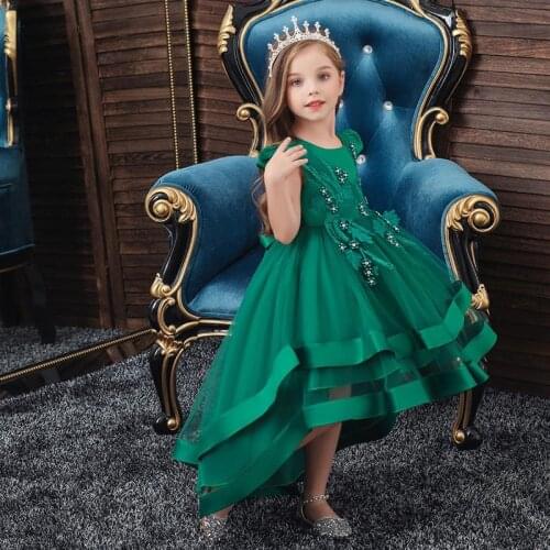 2021 New Summer 3-10 Years Children Elegant Princess Dresses Kids Dress For Girls Evening Party Dresses Flower Girl Wedding Gown