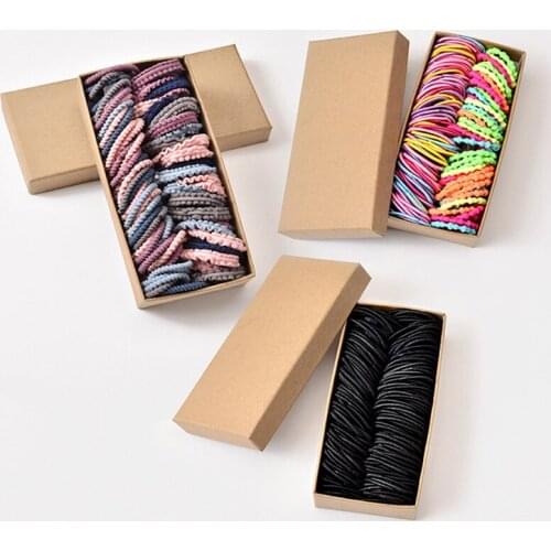 Gift 100pcs/set Candy Color Colorful Hairtie Box Elastic Rubber Band Hair Accesories Hair Ring Set Tie Up The Hair Decoration