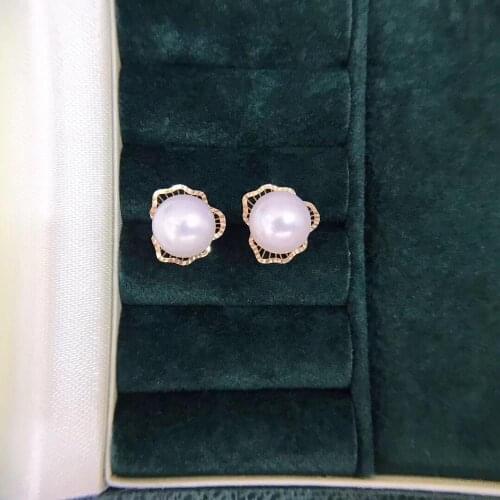 MADALENA SARARA 7-7.5mm Saltwater Pearl 18K Gold earrings Flower Style Women Earrings